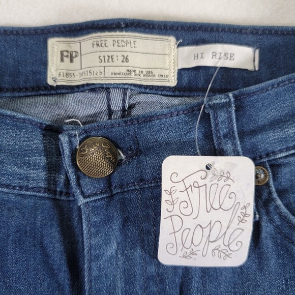Free People Women's Jeans Size 26 Hi-Rise Skinny Blue Stretch Denim Made In USA - Picture 4 of 16